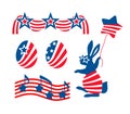 Rabbit and egg, Easter Bunny, Stars and stripes set, Easter collection Royalty Free Stock Photo